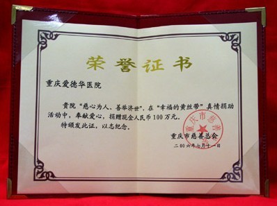 幸福的黃絲帶捐助活動中,捐贈現金100萬元